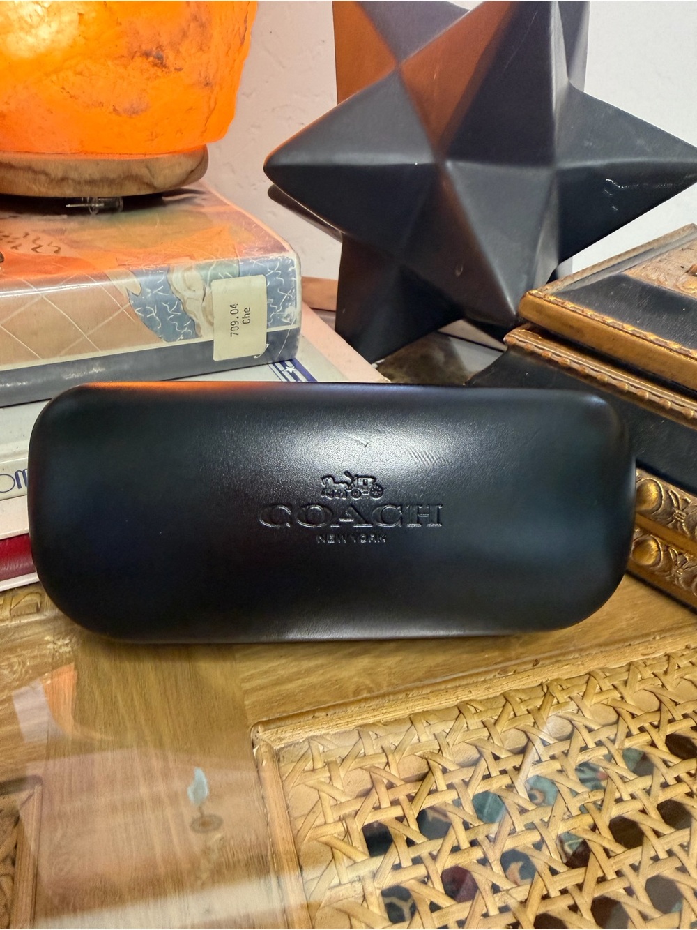 Coach New York Black Hard Shell Eyeglass Case & Cleaning Cloth